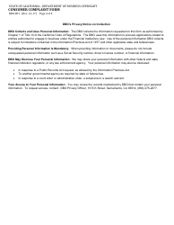 Form DBO-801 Consumer Complaint Form - California, Page 4