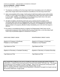 Form DBO-320 Plan of Merger - Credit Unions - California, Page 2