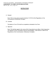 Form DBO-704 Agreement to Comply With Regulations - California, Page 2
