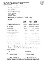 Document preview: Form DBO-1002 Local Agency Deposits Weekly Report - California