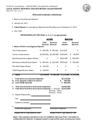 Form DBO-1003 Local Agency Deposits and Securities Called Report - California