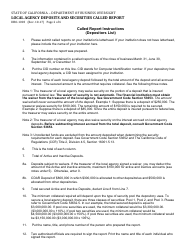Form DBO-1003 Local Agency Deposits and Securities Called Report - California, Page 2