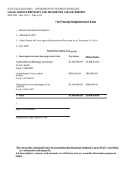 Form DBO-1003 Local Agency Deposits and Securities Called Report - California, Page 3