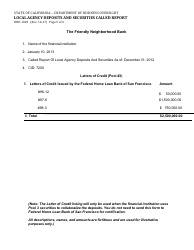 Form DBO-1003 Local Agency Deposits and Securities Called Report - California, Page 5