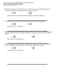 Form DBO-1802 Stock Purchase Questionnaire - California, Page 2