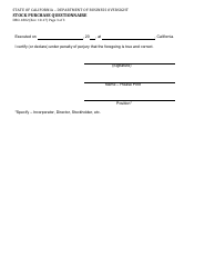 Form DBO-1802 Stock Purchase Questionnaire - California, Page 3