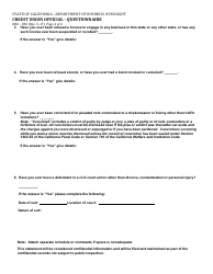 Form DBO-380 Credit Union Official - Questionnaire - California, Page 2