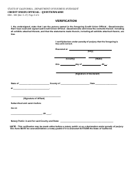 Form DBO-380 Credit Union Official - Questionnaire - California, Page 3
