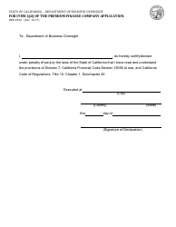 Document preview: Form DBO-1820 For Item 2(D) of the Premium Finance Company Application - California