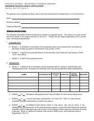 Form DBO-1815 Premium Finance Agency Application - California, Page 2