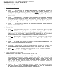 Form DBO-1815 Premium Finance Agency Application - California, Page 3