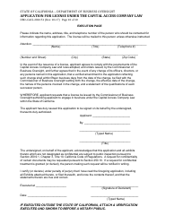 Form DBO-CACL280.151 Application for License Under the Capital Access Company Law - California, Page 10