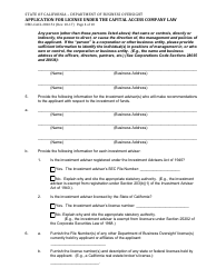 Form DBO-CACL280.151 Application for License Under the Capital Access Company Law - California, Page 4