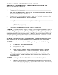 Form DBO-CACL280.151 Application for License Under the Capital Access Company Law - California, Page 5