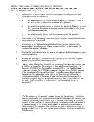 Form DBO-CACL280.151 Application for License Under the Capital Access Company Law - California, Page 6