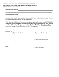Form DBO-CFL22153 California Financing Law Change of Address Form - California, Page 2