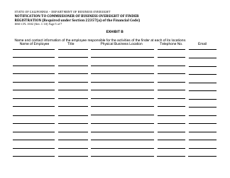 Form DBO-CFL1582 Notification to Commissioner of Business Oversight of Finder Registration (Required Under Section 22357(A) of the Financial Code) - California, Page 5
