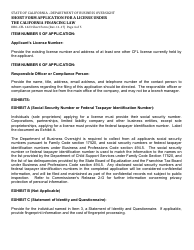 Form DBO-CFL1423 Short Form Application for a License Under the California Financing Law - California, Page 4