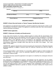 Form DBO-CFL1423 Short Form Application for a License Under the California Financing Law - California, Page 8