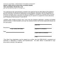 Form DBO-CFL1423 Short Form Application for a License Under the California Financing Law - California, Page 9