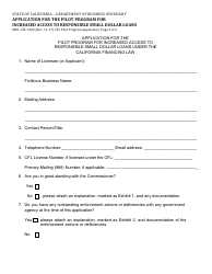 Form DBO-CFL1602 Application for the Pilot Program for Increased Access to Responsible Small Dollar Loans - California, Page 3