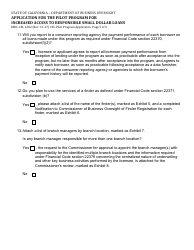 Form DBO-CFL1602 Application for the Pilot Program for Increased Access to Responsible Small Dollar Loans - California, Page 5