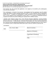 Form DBO-CFL1602 Application for the Pilot Program for Increased Access to Responsible Small Dollar Loans - California, Page 6