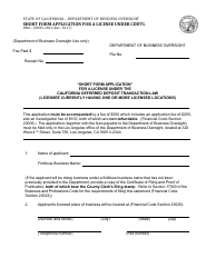 Form DBO-CDDTL2021 Short Form Application for a License Under Cddtl - California