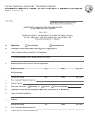 Document preview: Form DBO-CSCL118 Nonprofit Community Service Organization Notice and Written Consent - California