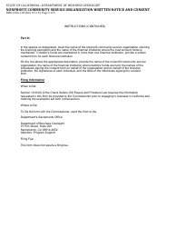 Form DBO-CSCL118 Nonprofit Community Service Organization Notice and Written Consent - California, Page 5