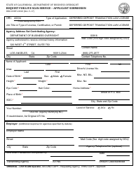 Form DBO-CDDTL8018 Request for Live Scan Service - Applicant Submission - California