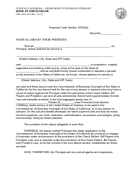 Document preview: Form DBO-CSCL105 Bond of Check Seller - California