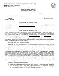 Document preview: Form DBO-EL303 Bond of Escrow Licensee (Financial Code Section 17202) - California