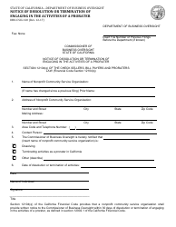 Form DBO-CSCL120 Notice of Dissolution or Termination of Engaging in the Activities of a Prorater - California