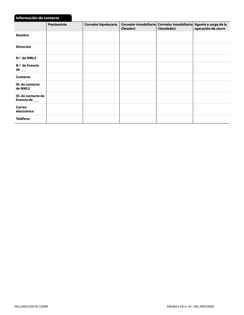 Formulario DBO-CRMLA8019 Declaracion De Cierre - California (Spanish), Page 15