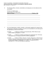 Form DBO-EL302 &quot;Application for a License to Establish a Branch Office&quot; - California, Page 3