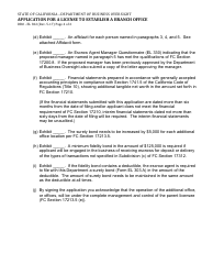 Form DBO-EL302 &quot;Application for a License to Establish a Branch Office&quot; - California, Page 4