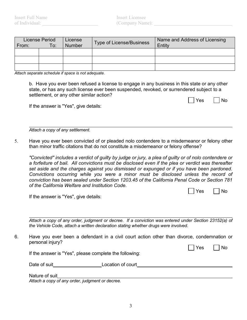 Form DBO-512 SIQ Statement of Identity and Questionnaire - California, Page 3