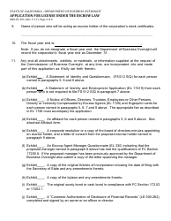 Form DBO-EL301 Application for License Under the Escrow Law - California, Page 3