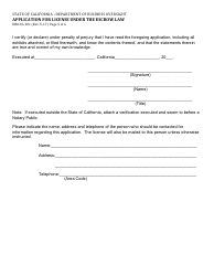 Form DBO-EL301 Application for License Under the Escrow Law - California, Page 5