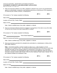 Form DBO-EL17419 Statement of Identity and Employment Application - California, Page 2