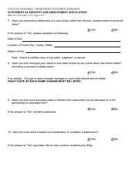 Form DBO-EL17419 Statement of Identity and Employment Application - California, Page 3