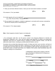 Form DBO-EL17419 Statement of Identity and Employment Application - California, Page 4