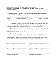 Form DBO-EL17213 &quot;Request for Consent to Transfer an Interest in an Escrow Agent's License&quot; - California, Page 2