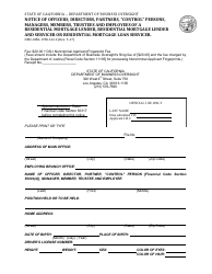 Document preview: Form DBO-MBL 1950.122.2 Notice of Officers, Directors, Partners, "control" Persons, Managers, Members, Trustees and Employees of a Residential Mortgage Lender, Residential Mortgage Lender and Servicer or Residential Mortgage Loan Servicer - California