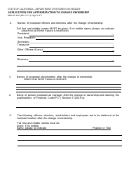 Form DBO-EL326 Application for Authorization to Change Ownership - California, Page 2