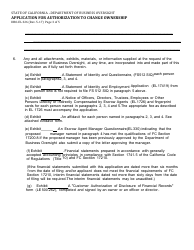 Form DBO-EL326 Application for Authorization to Change Ownership - California, Page 3