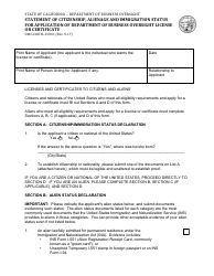 Form DBO-CDDTL250.61 &quot;Statement of Citizenship, Alienage and Immigration Status for Application of Department of Business Oversight License or Certificate&quot; - California