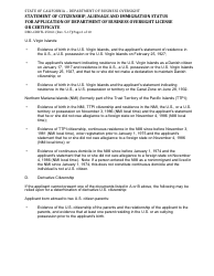Form DBO-CDDTL250.61 &quot;Statement of Citizenship, Alienage and Immigration Status for Application of Department of Business Oversight License or Certificate&quot; - California, Page 6