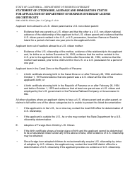 Form DBO-CDDTL250.61 Statement of Citizenship, Alienage and Immigration Status for Application of Department of Business Oversight License or Certificate - California, Page 7